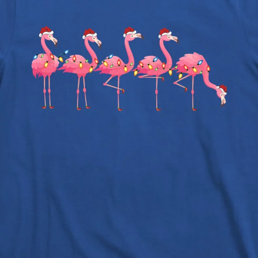 Flamingo Bird Lover Xmas Light Santa Pink Flamingo Christmas Gift T-Shirt