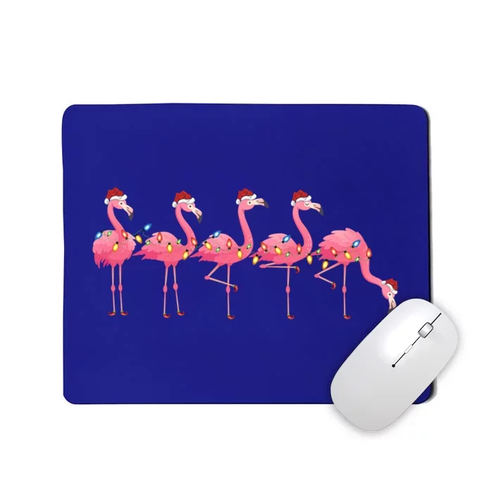 Flamingo Bird Lover Xmas Light Santa Pink Flamingo Christmas Gift Mousepad