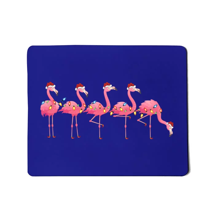 Flamingo Bird Lover Xmas Light Santa Pink Flamingo Christmas Gift Mousepad