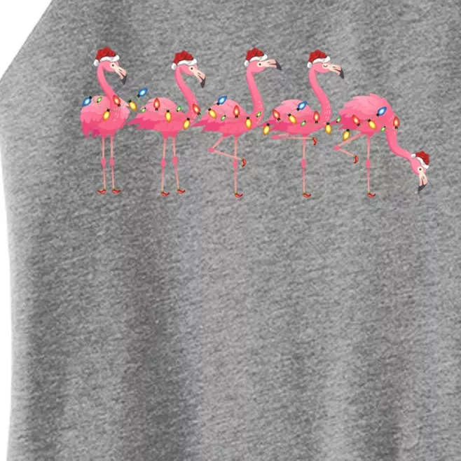 Flamingo Bird Lover Xmas Light Santa Pink Flamingo Christmas Gift Women’s Perfect Tri Rocker Tank