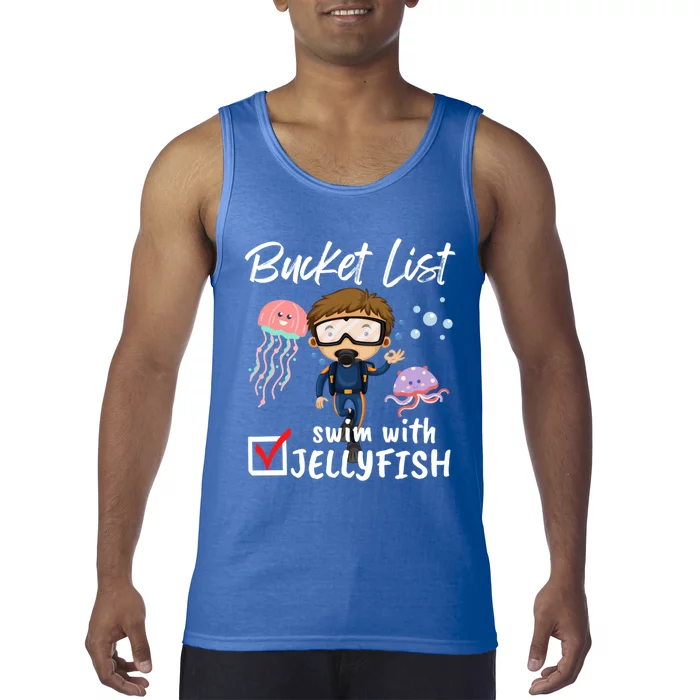 Funny Bucket List Swim With Jellyfish Lover Scuba Diver Cute Gift Tank Top