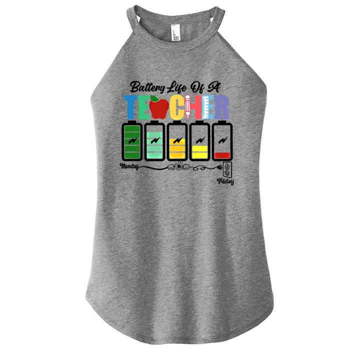 Funny Battery Life Of A Teacher Pregreat Giftk Teacher Cool Gift Women’s Perfect Tri Rocker Tank