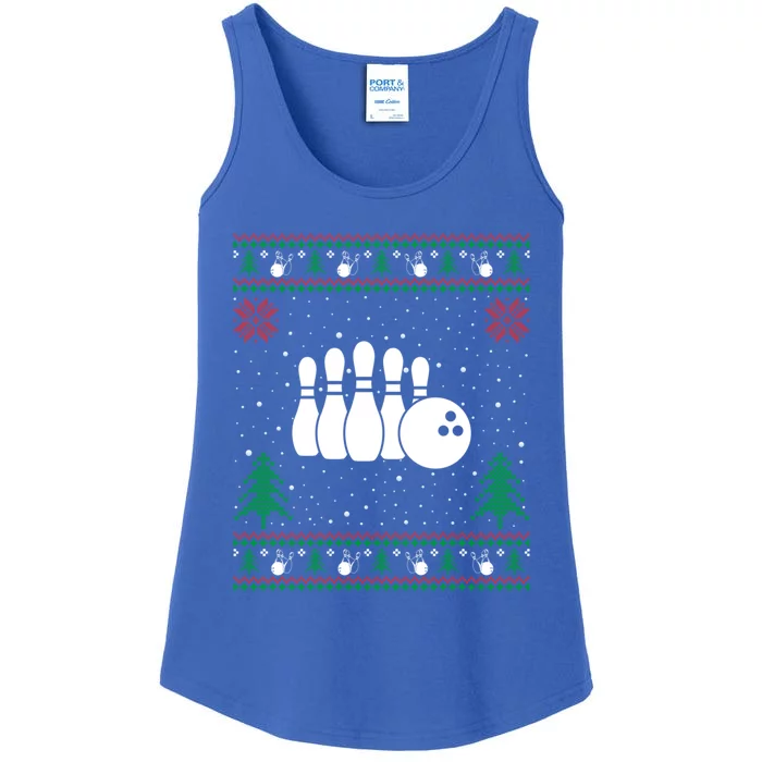 Funny Bowling Lovers Santa Hat Ugly Christmas Sweater Cute Gift Ladies Essential Tank