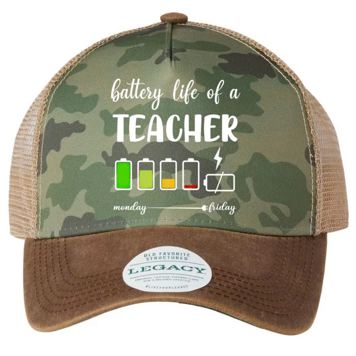 Funny Battery Life Of A Teacher Gift Legacy Tie Dye Trucker Hat