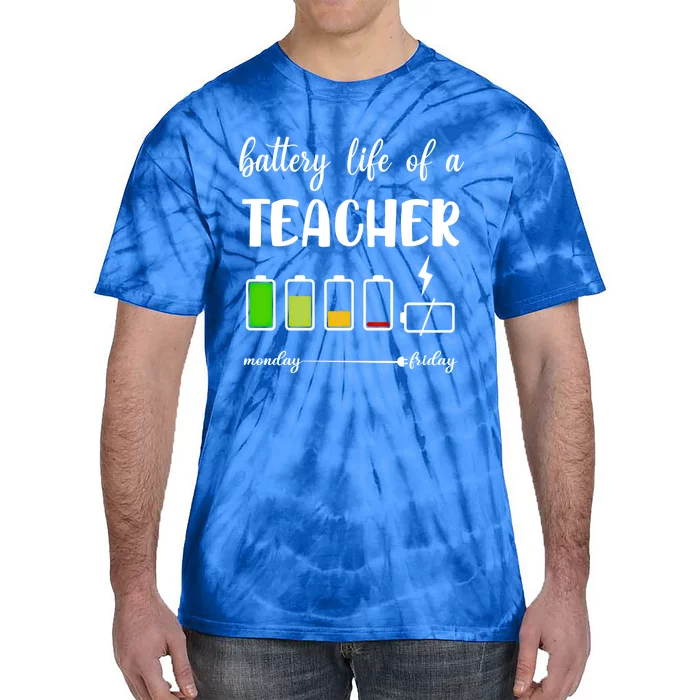 Funny Battery Life Of A Teacher Gift Tie-Dye T-Shirt