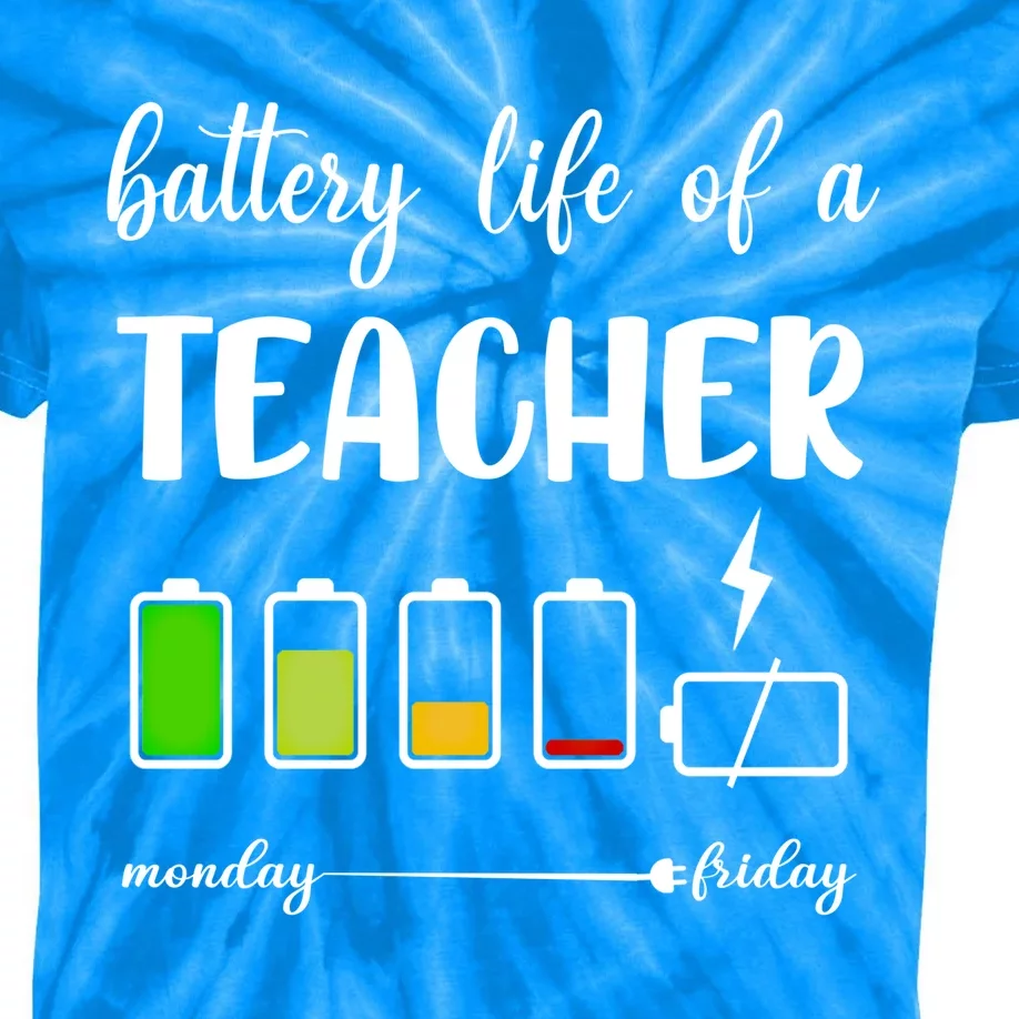 Funny Battery Life Of A Teacher Gift Kids Tie-Dye T-Shirt