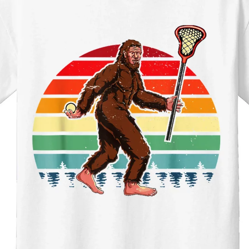 Funny Bigfoot Lacrosse Lax Sasquatch Lacrosse Team Player Kids T-Shirt