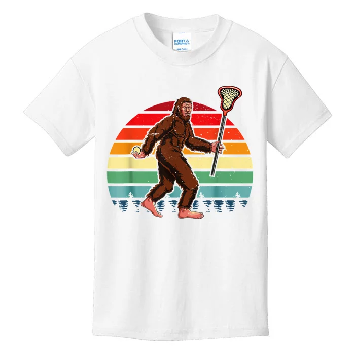 Funny Bigfoot Lacrosse Lax Sasquatch Lacrosse Team Player Kids T-Shirt