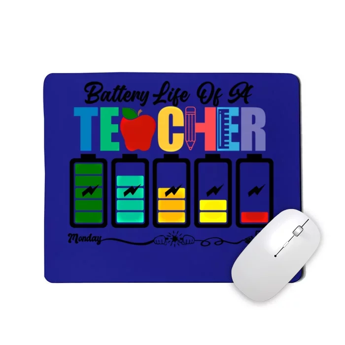 Funny Battery Life Teacher Hallothanksmas Monday To Friday Gift Mousepad