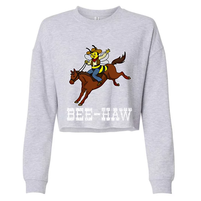 Funny Bee Lover Cow Horse Rodeo Gift Cropped Pullover Crew