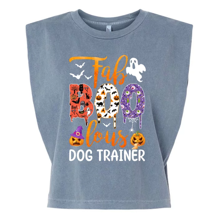 Fab Boo Lous Dog Trainer Ghost Pumpkin Halloween Dog Trainer Cute Gift Garment-Dyed Women's Muscle Tee