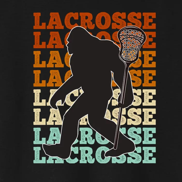 Funny Bigfoot Lacrosse Lax Sasquatch Lacrosse Team Player Women's Crop Top Tee