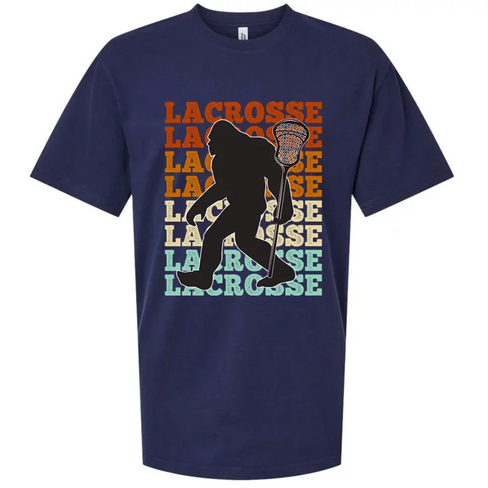 Funny Bigfoot Lacrosse Lax Sasquatch Lacrosse Team Player Sueded Cloud Jersey T-Shirt