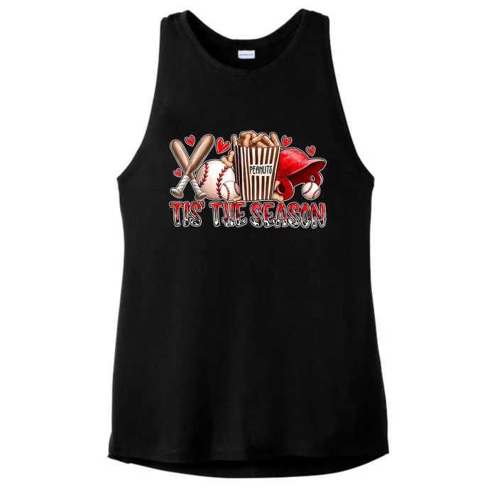 Funny Baseball Lover Tis The Season Baseball Mom Game Day Ladies Tri-Blend Wicking Tank