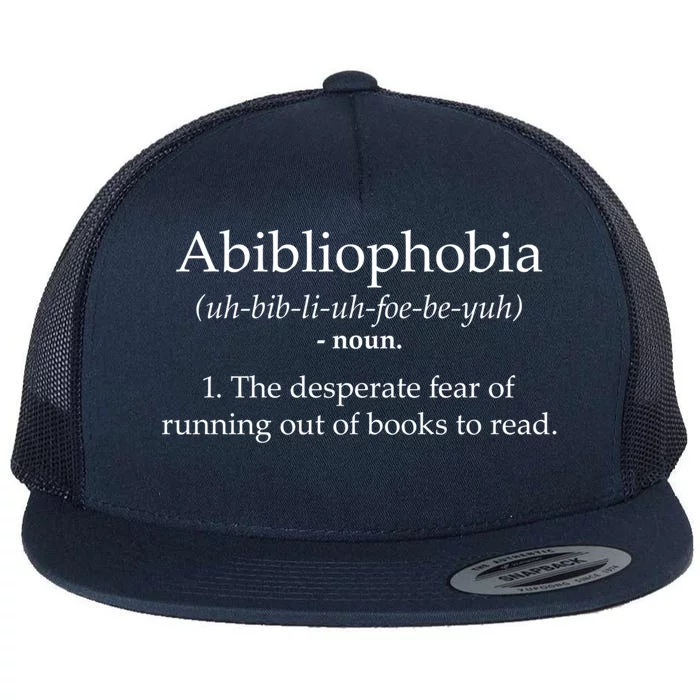 Funny Book Lover Library Tee Abibliophobia Definition Cool Gift Flat Bill Trucker Hat