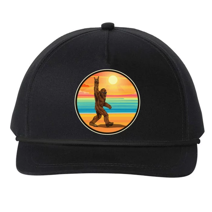 Funny Bigfoot Loves Rock And Roll Sunglasses, Walking On The Beach Snapback Five-Panel Rope Hat