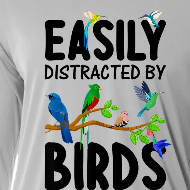 Funny Bird Lover Art For Women Ornithology Bird Watcher Cooling Performance Long Sleeve Crew