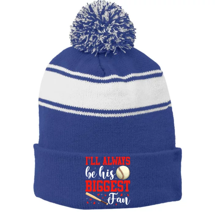 Funny Baseball Lover Game Day Game Day Gift Stripe Pom Pom Beanie