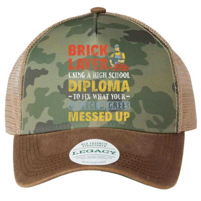 Funny Brick Layer Using A High School Diploma Brick Mason Legacy Tie Dye Trucker Hat