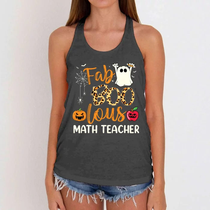 Fab Boo Lous Math Teacher Leopard Spooky Halloween Costume Women's Knotted Racerback Tank