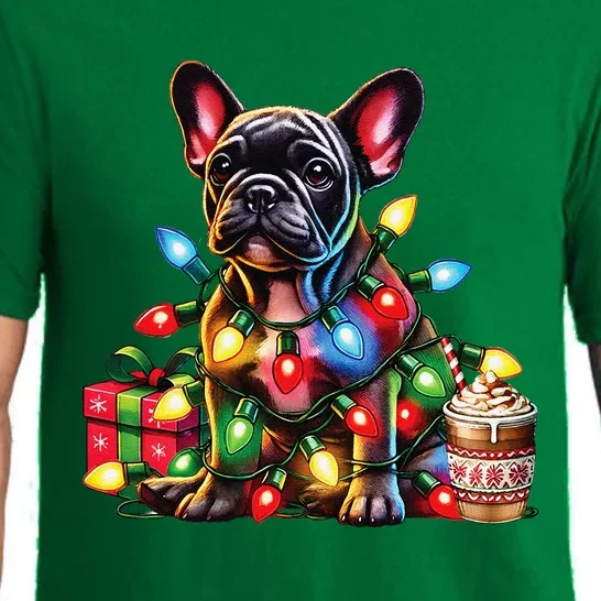 French Bulldog Lovers Xmas Reindeer Antler Christmas Lights Pajama Set