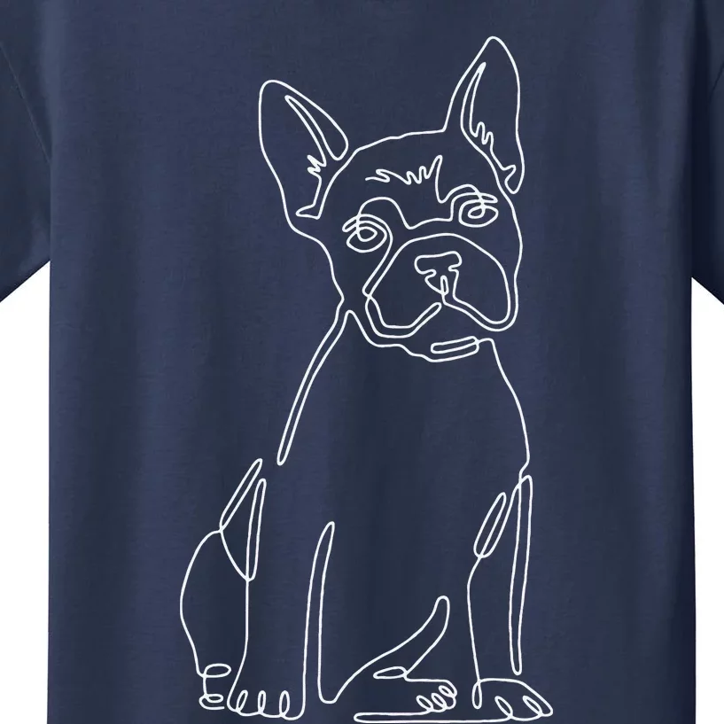 French Bulldog Line Art Cute Funny Dog Mom Kids T-Shirt