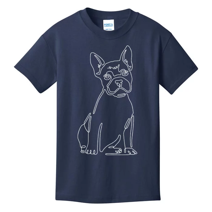 French Bulldog Line Art Cute Funny Dog Mom Kids T-Shirt