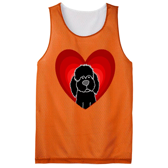 Funny Black Labradoodle Dog Love Heart Mesh Reversible Basketball Jersey Tank