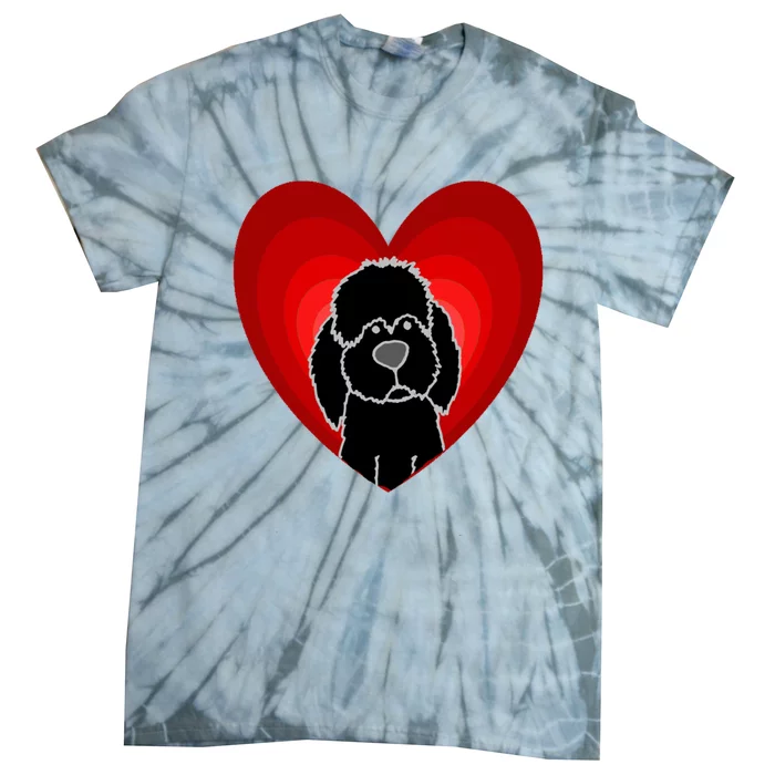 Funny Black Labradoodle Dog Love Heart Tie-Dye T-Shirt