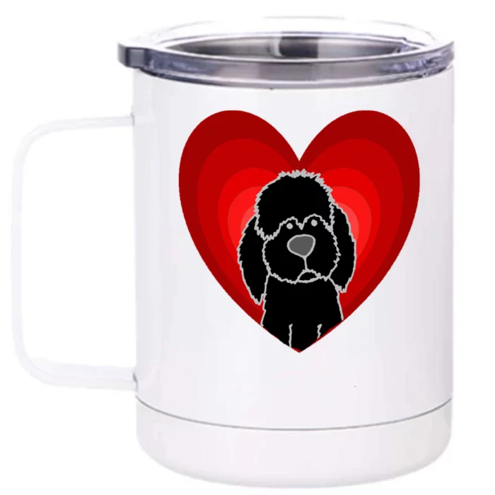 Funny Black Labradoodle Dog Love Heart Front & Back 12oz Stainless Steel Tumbler Cup