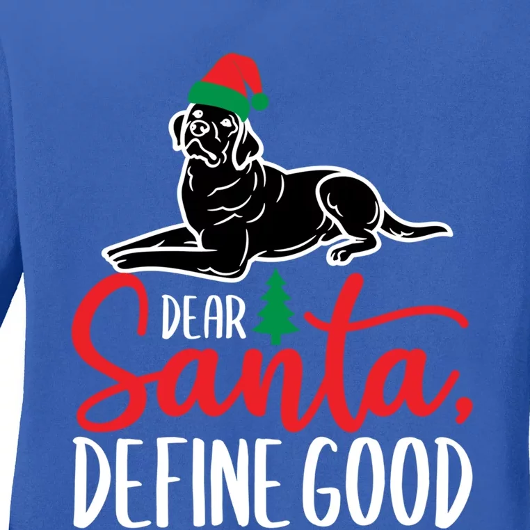 Funny Black Lab Christmas Dear Santa Labrador Retriever Gift Ladies Long Sleeve Shirt