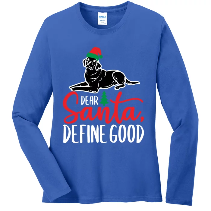 Funny Black Lab Christmas Dear Santa Labrador Retriever Gift Ladies Long Sleeve Shirt