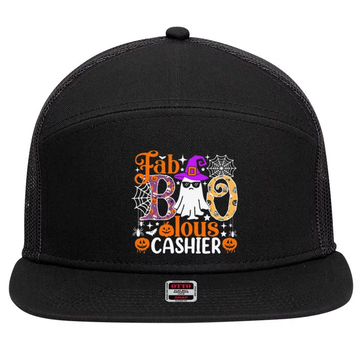 Fab Boo Lous Cashier Funny Halloween 7 Panel Mesh Trucker Snapback Hat