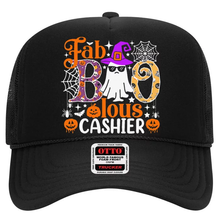 Fab Boo Lous Cashier Funny Halloween High Crown Mesh Trucker Hat