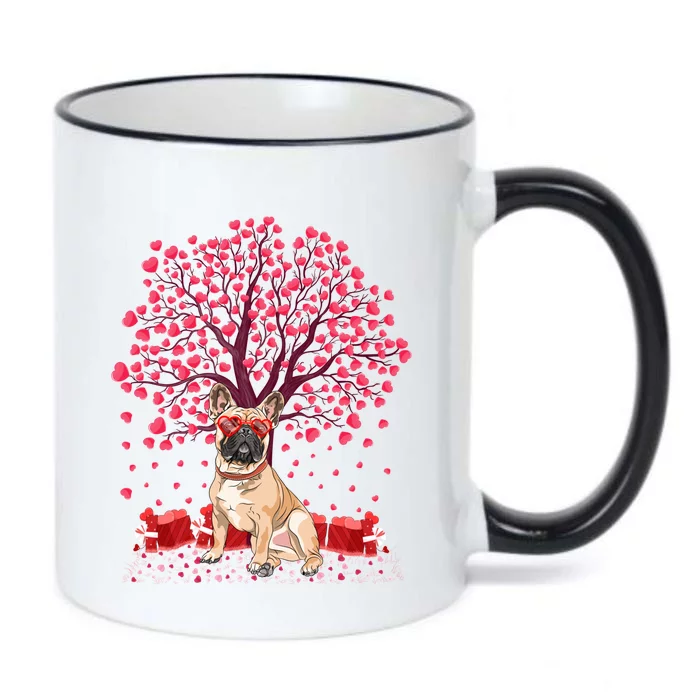 French Bulldog Lover Heart Tree French Bulldog Valentine Meaningful Gift Black Color Changing Mug