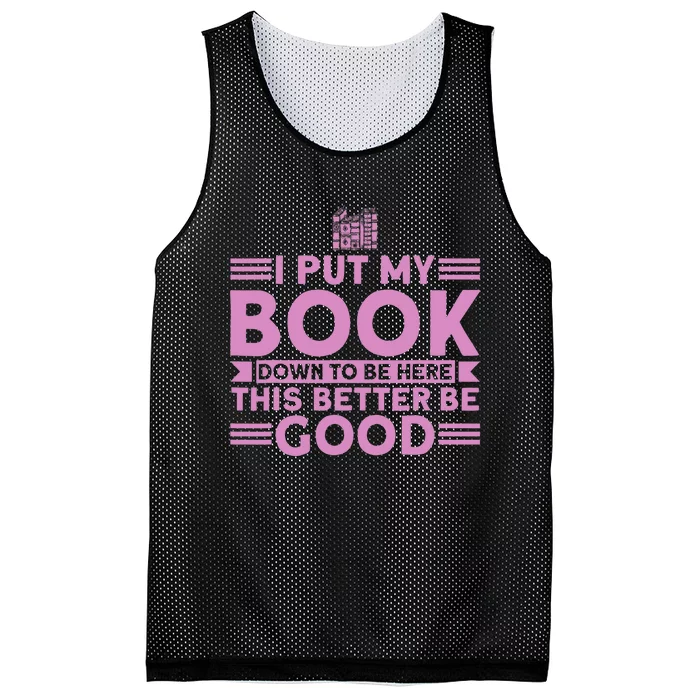 Funny Book Lover I Put My Book Down To Be Here Reading Mesh Reversible Basketball Jersey Tank