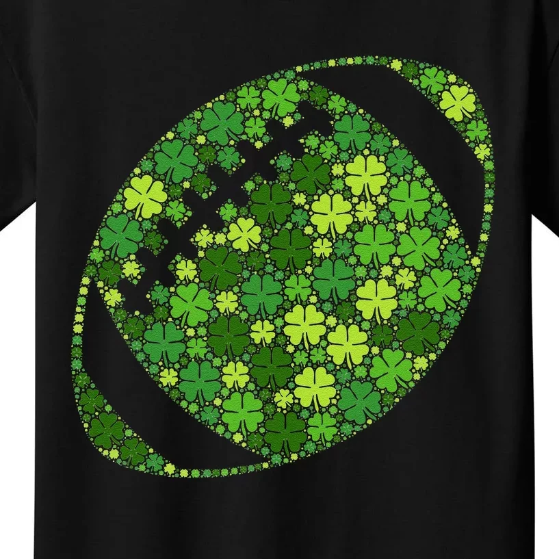 Football Ball Lucky Green Shamrock Clover St Patricks Day Kids T-Shirt