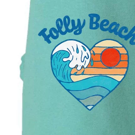 Folly Beach Lover Retro Heart Surf & Wave Doggie 3-End Fleece Hoodie