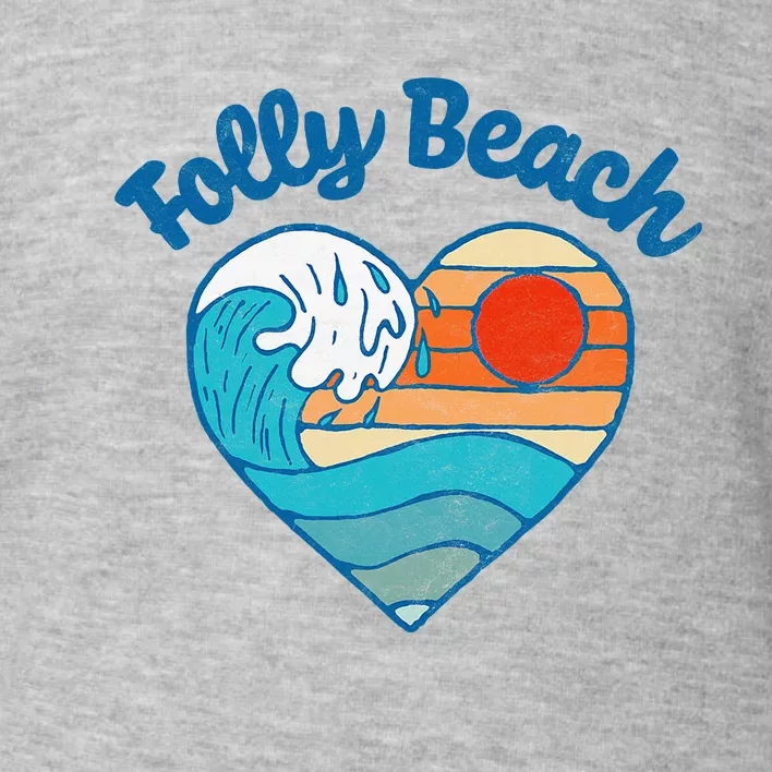 Folly Beach Lover Retro Heart Surf & Wave Toddler Sweatshirt