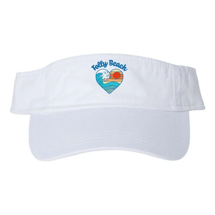 Folly Beach Lover Retro Heart Surf & Wave Valucap Bio-Washed Visor