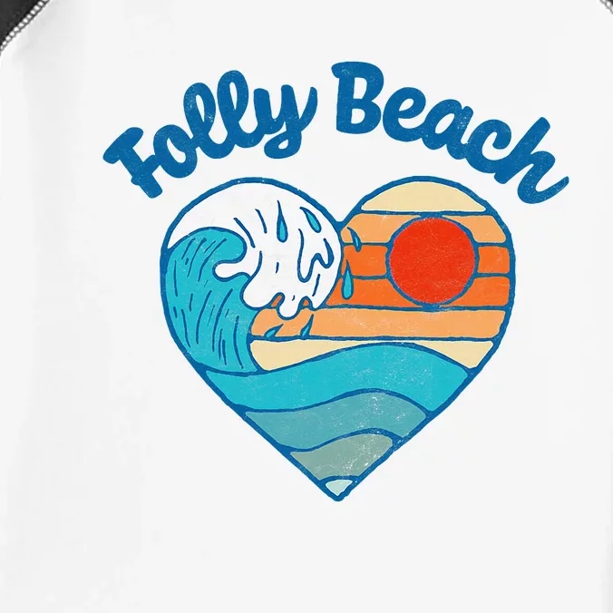 Folly Beach Lover Retro Heart Surf & Wave Infant Baby Jersey Bodysuit