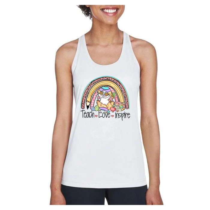 Funny BunnyTeach Love Inspire Rainbow Easter Day Gift Women's Racerback Tank