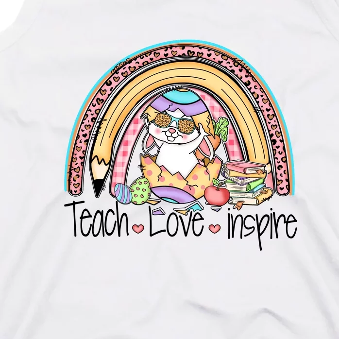 Funny BunnyTeach Love Inspire Rainbow Easter Day Gift Tank Top