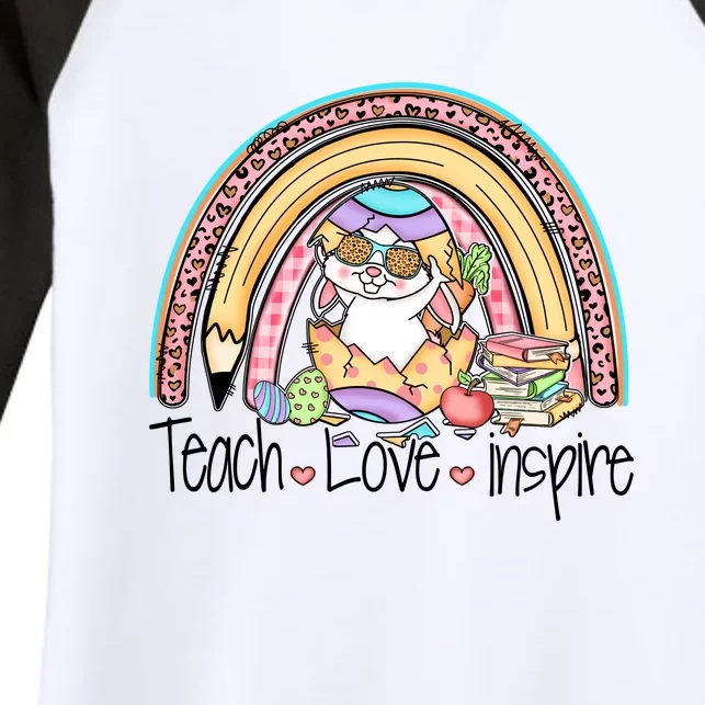 Funny BunnyTeach Love Inspire Rainbow Easter Day Gift Women's Tri-Blend 3/4-Sleeve Raglan Shirt