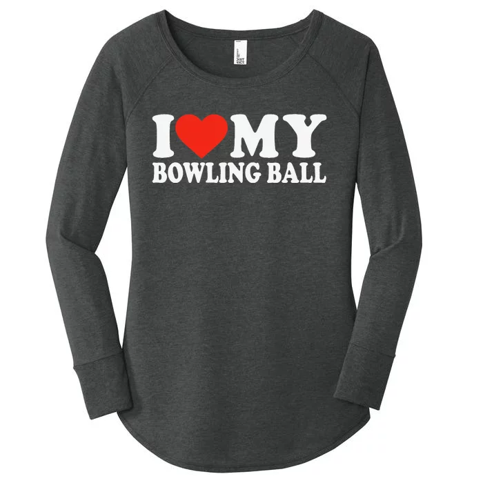 Funny Bowler Love Bowling Ball Cute League Bowling Women's Perfect Tri Tunic Long Sleeve Shirt