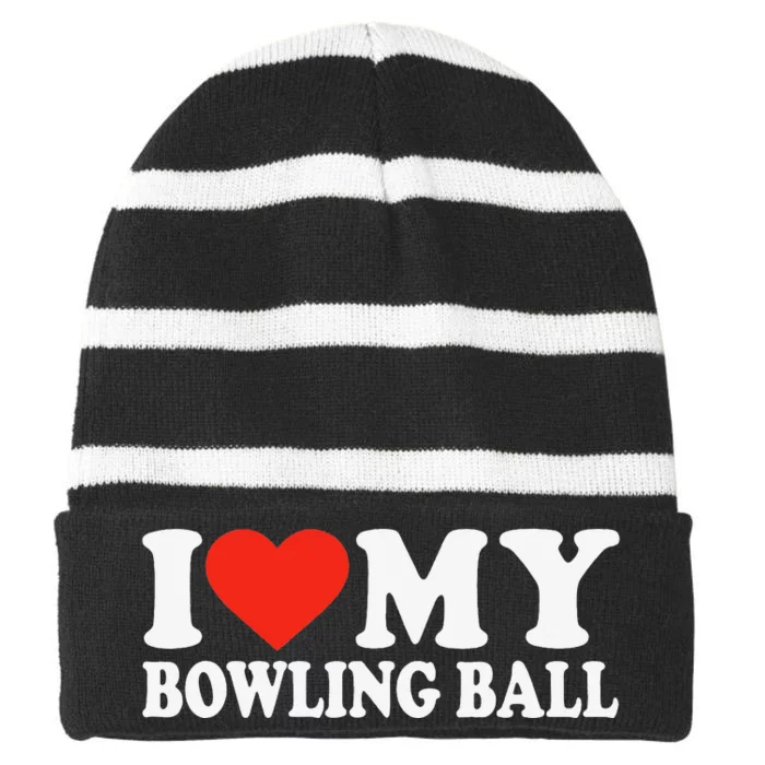 Funny Bowler Love Bowling Ball Cute League Bowling Striped Beanie with Solid Band