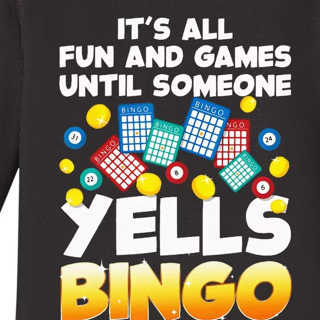 Funny Bingo Lover Design For Men Women Bingo Gambling Player Baby Long Sleeve Bodysuit