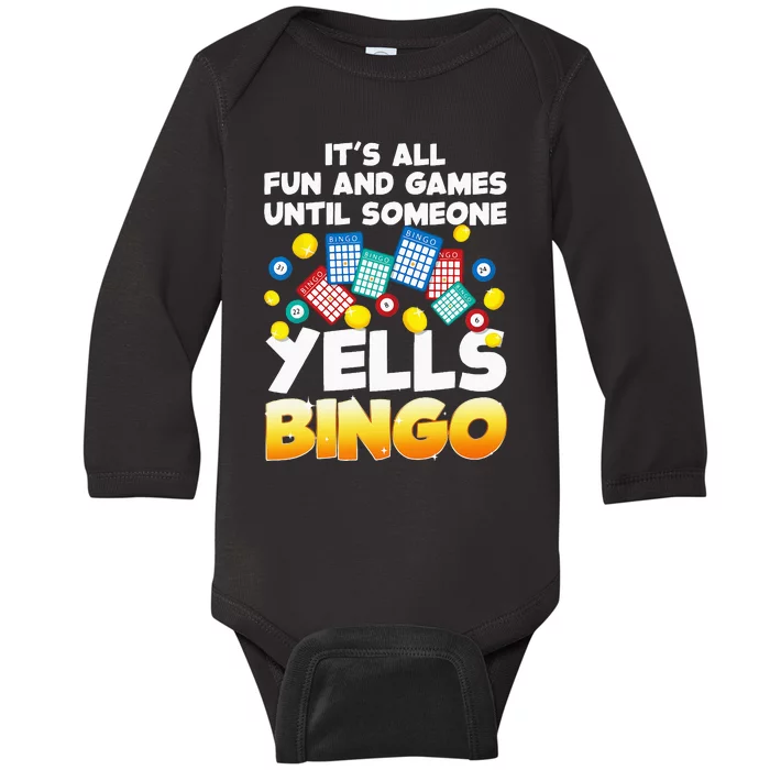 Funny Bingo Lover Design For Men Women Bingo Gambling Player Baby Long Sleeve Bodysuit