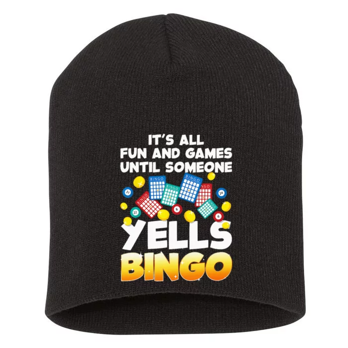 Funny Bingo Lover Design For Men Women Bingo Gambling Player Short Acrylic Beanie