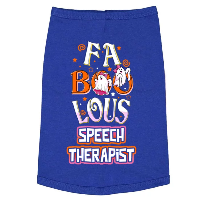 Fa Boo Lous Speech Therapist Cute Ghost Halloween Fabulous Gift Doggie Tank